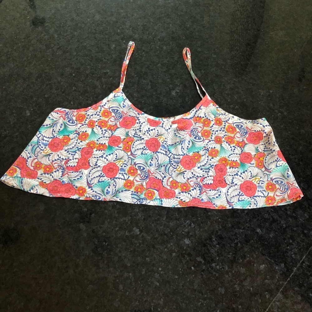 Audrey Floral Spaghetti Strap Crop Top Size Large